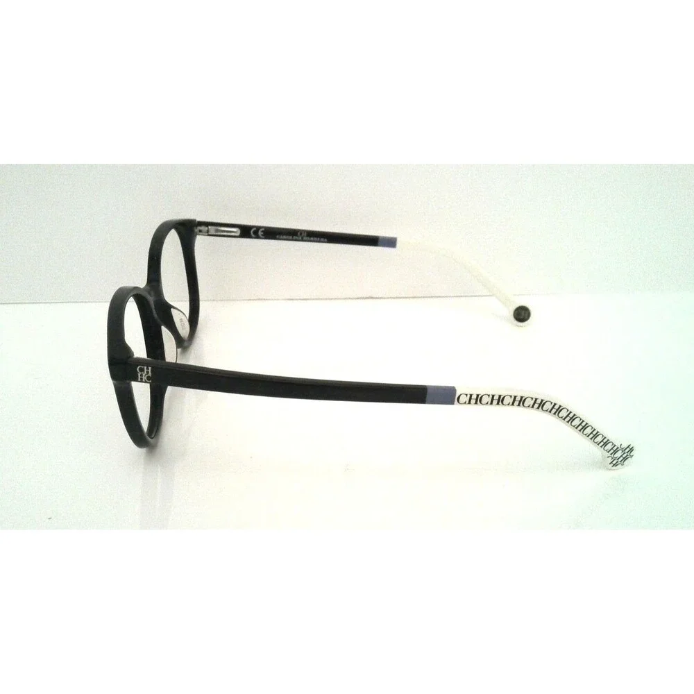 Carolina Herrera VHE612 Black & White Eyeglass Frames Women's Round Cat